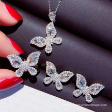 Shangjie OEM joyas Wholesale Fashion Zirconia Jewelry Set Women Pendant Jewelry Set Necklace Ring Earrings Butterfly Jewelry Set